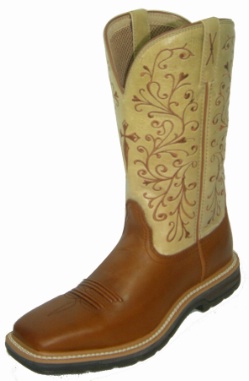 Twisted X WLCW001 for $139.99 Ladies Pull On Work Lite Boot with Peanut Leather Foot and a New Wide Toe